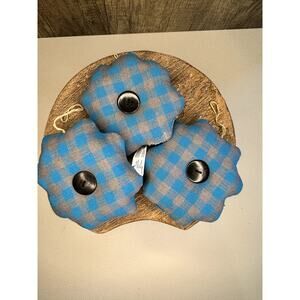 Fabric Button Ornaments Set of 3 Home Decor Gift NEW FAST Ship Boho